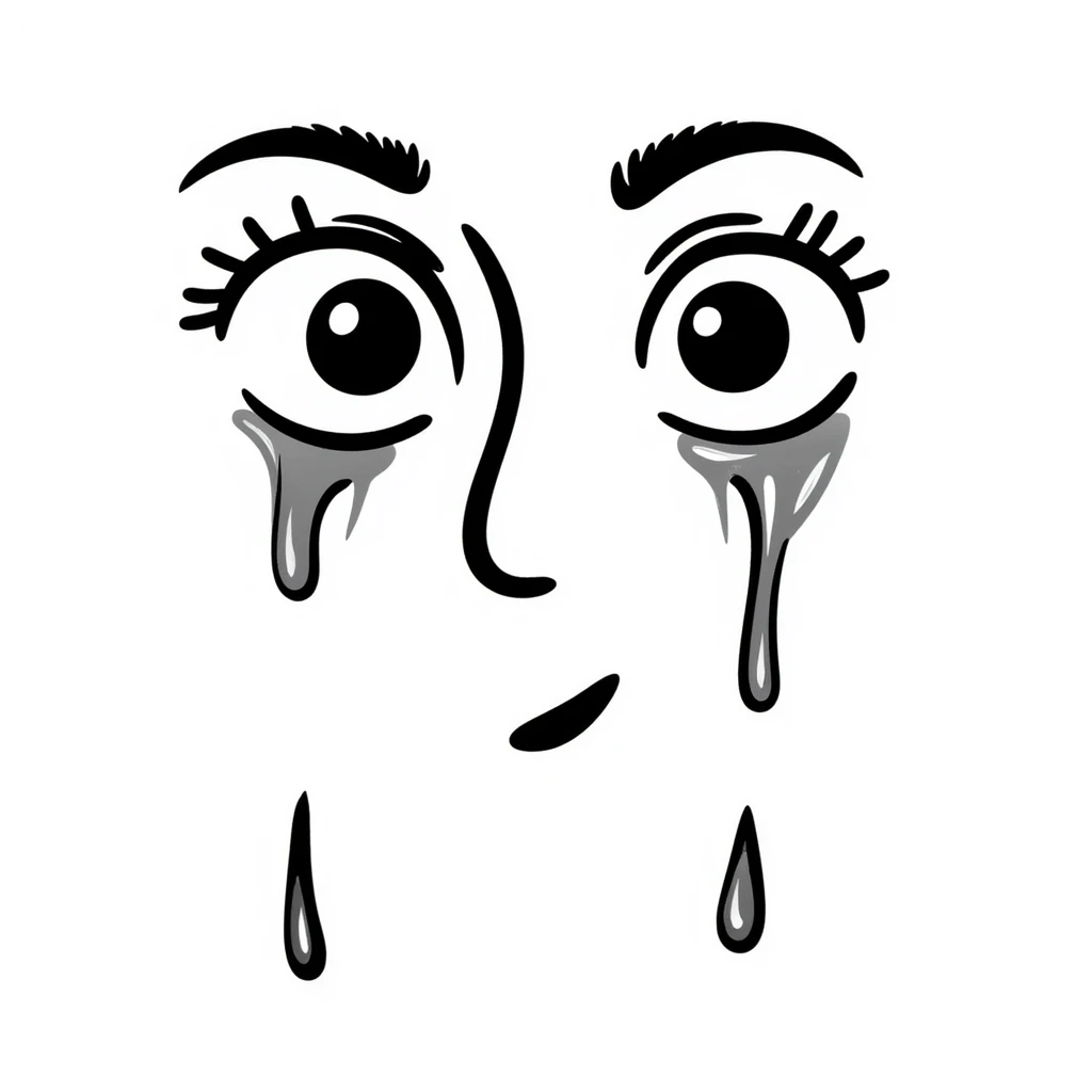 face with bleeding eyes, hand drawn doodle style, expressive, sketchy lines emoji