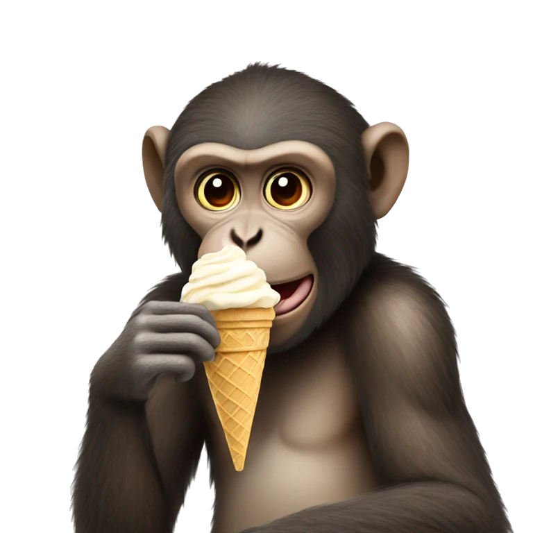Monkey eating an ice cream emoji