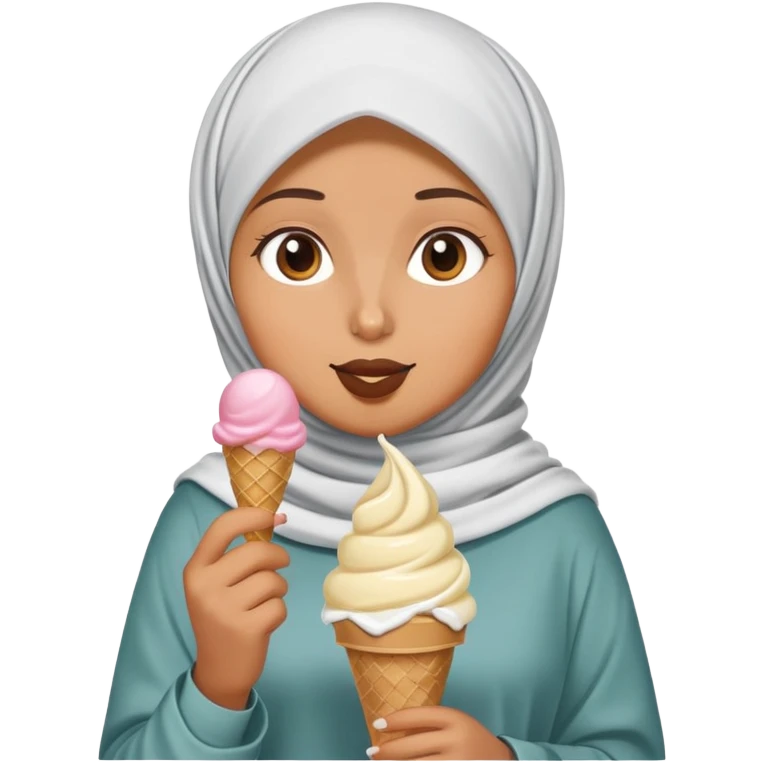Girl wearing hijab eating ice cream emoji