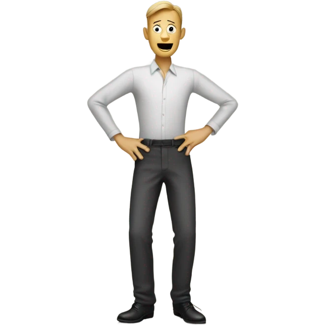 thin man holding big pants emoji