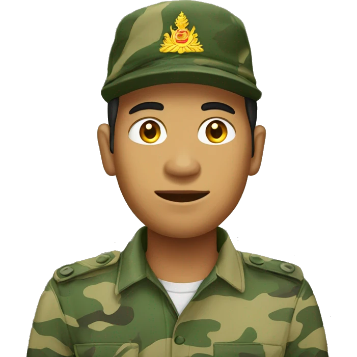 Cambodian man in camouflage saluting emoji