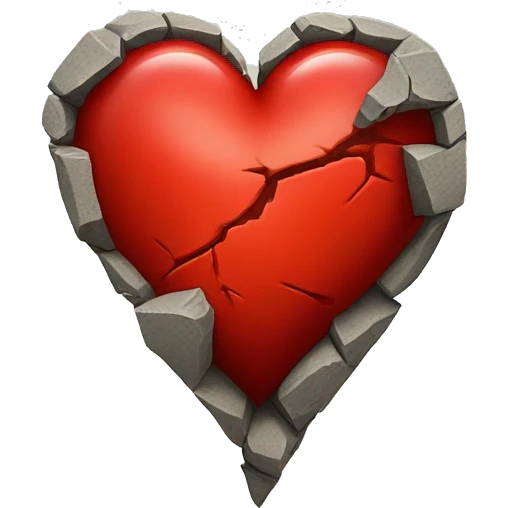 Red heart with a big crack from the top to the bottom emoji
