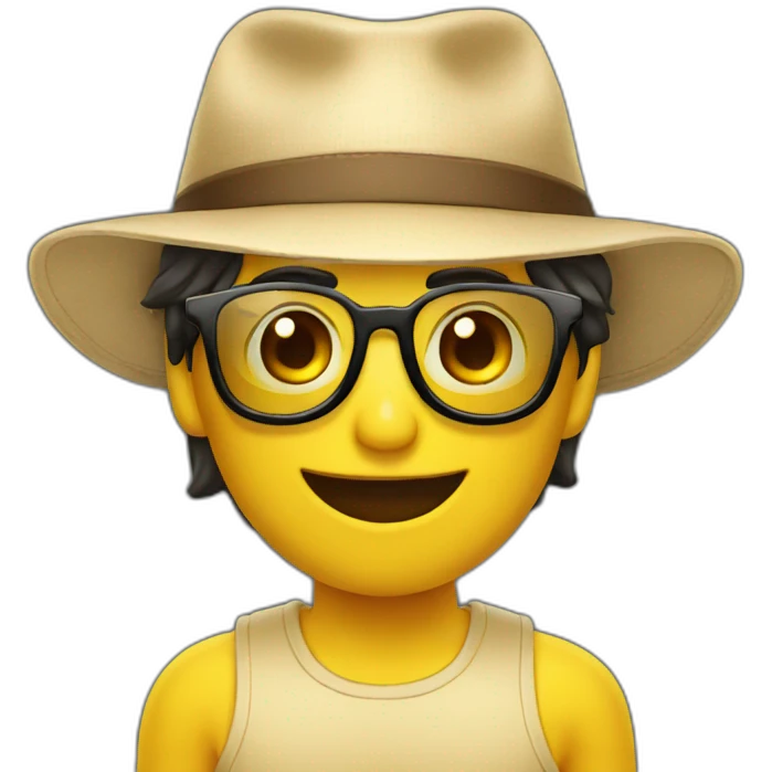 Emoji con gorra plana y lentes emoji