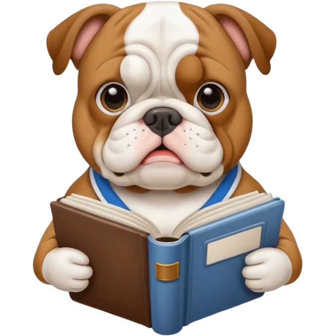 bulldog holding a guidebook emoji