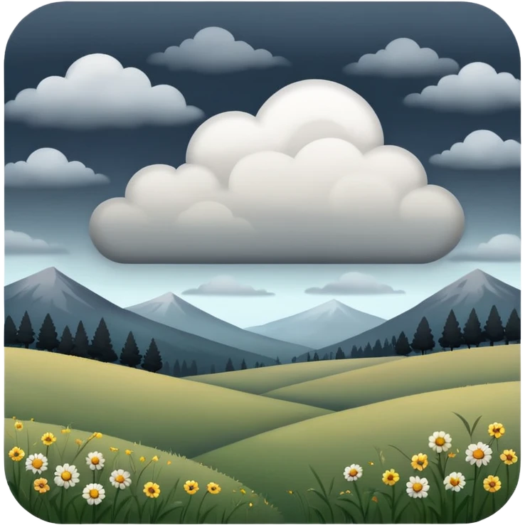 moody meadow emoji with overcast sky and dark color palette emoji