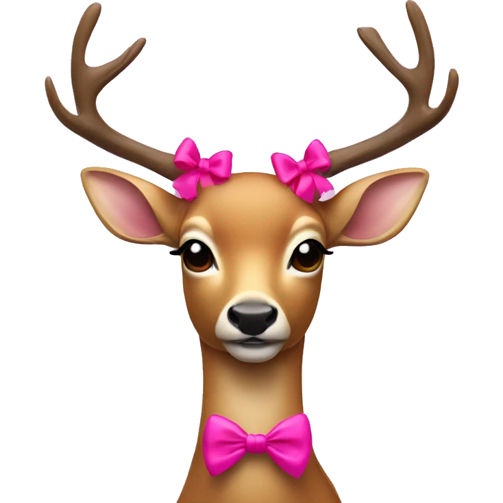 Deer with a hot pink bow on its head  emoji