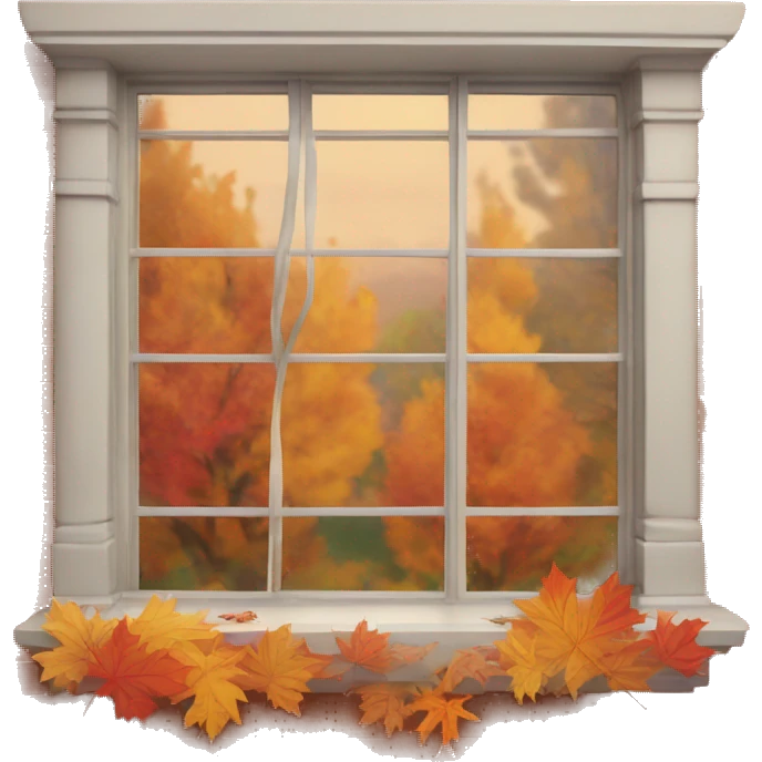 window sill with fall leaves emoji