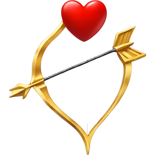 Gold bow with arrow and a red heart emoji