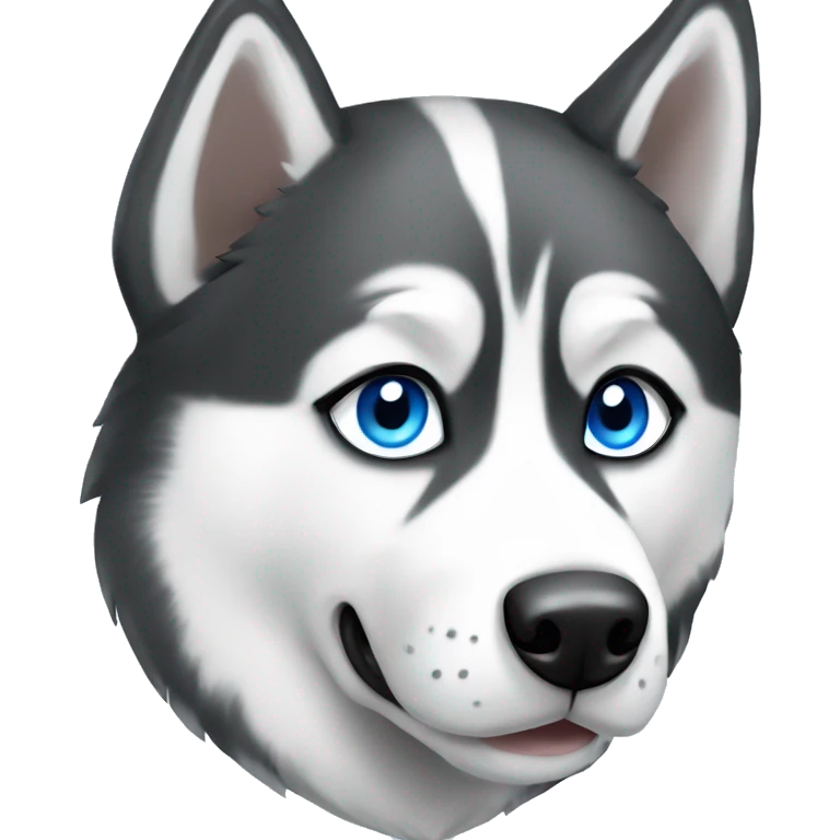 Cartoon Siberian husky black and white with blue eyes emoji