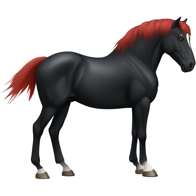 black horse with white star mark with a red haired man with a long bang in front emoji