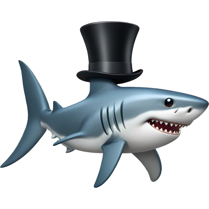 Shark with a top hat emoji