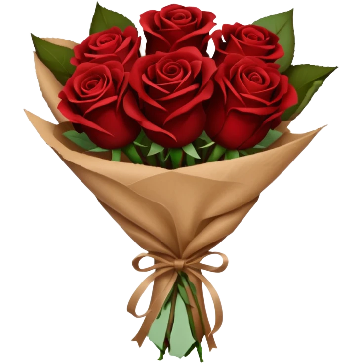 Bouquet of dark brown roses in a paper package emoji