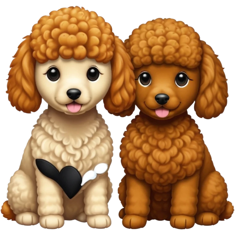 Poodles close to eachother but the other one is ginger color and other is black color emoji