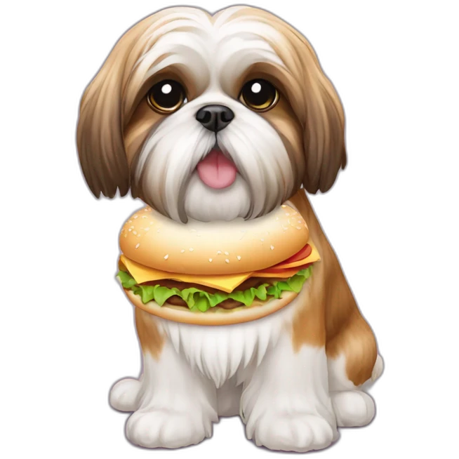 Shih tzu with cheeseburger emoji