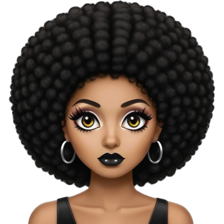 baddie,pretty makeup, black eyeliner, afro hair emoji