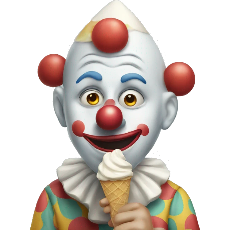 Sad clown eating ice cream emoji