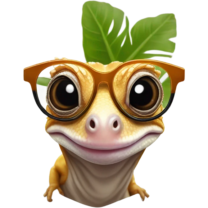 Crested gecko with glasses emoji