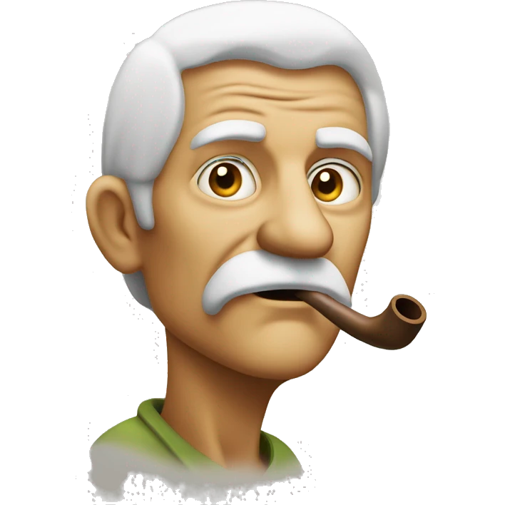 Old man thinking with pipe in mouth emoji