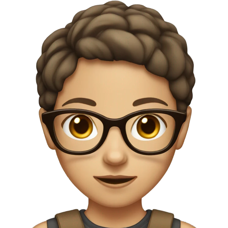girl with short hair brown hair with glasses and doe eyes emoji