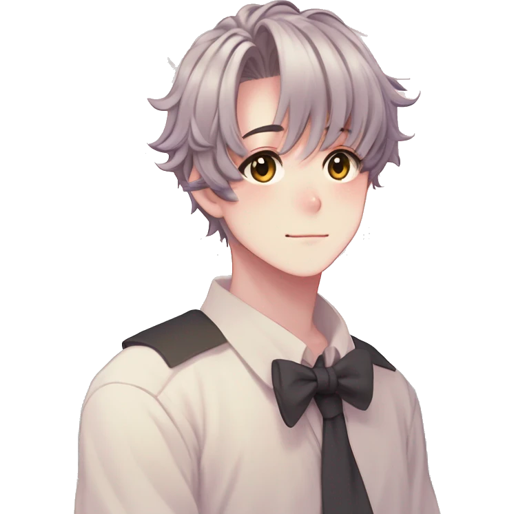 Gorgeous romantic hot attractive anime style modern anime shojo guy with pretty ponytail hair and colorful eyes and blushing face aesthetic trending style  pastelcore cottagecore kawaiicore emoji