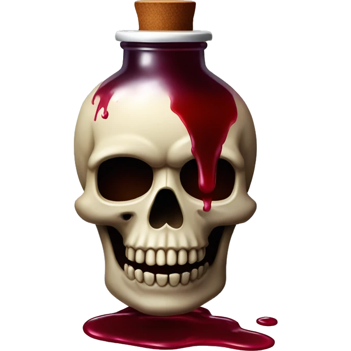 Potion jar in the shape of a skull with dark red liquid inside emoji