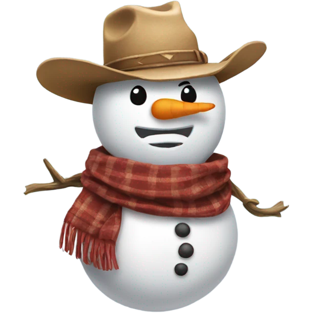 Snowman wearing cowgirl hat emoji