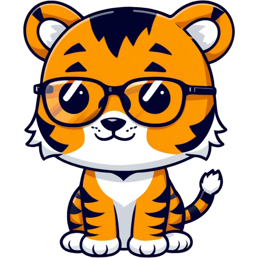 Tiger with glasses emoji