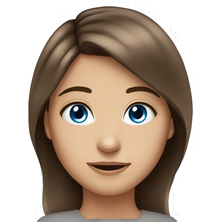 Pretty girl brown hair blue eyes emoji