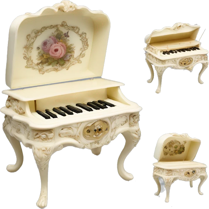 Vintage rococo ivory music box emoji