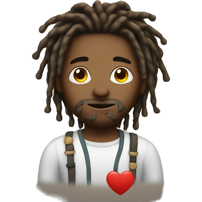 Guy with dreads holding a heart emoji