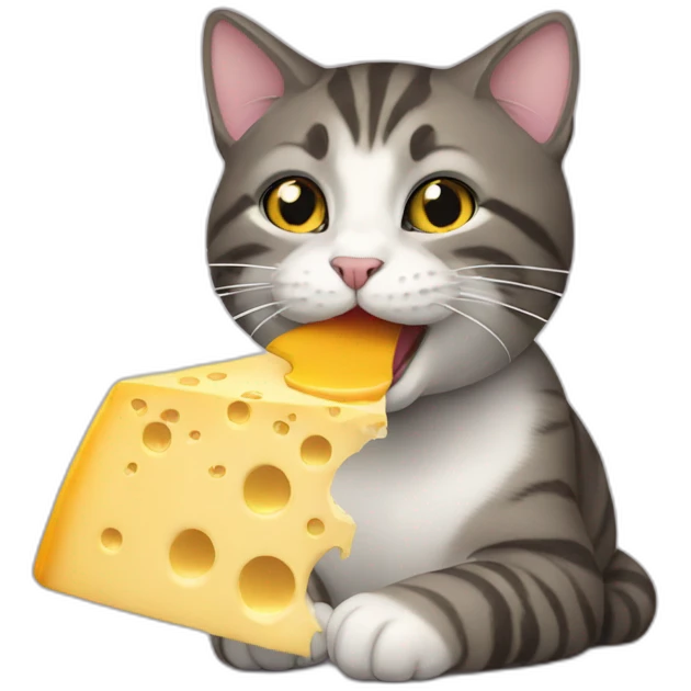 A cat eating a cheese emoji