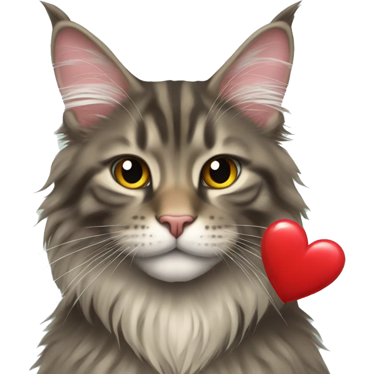 Maine coon holding a heart  emoji