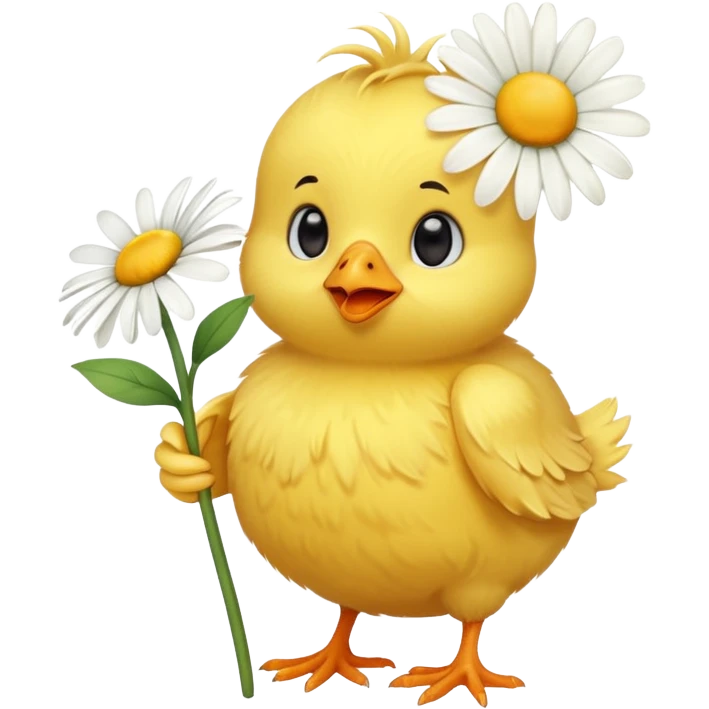 Pollito feliz con flor emoji