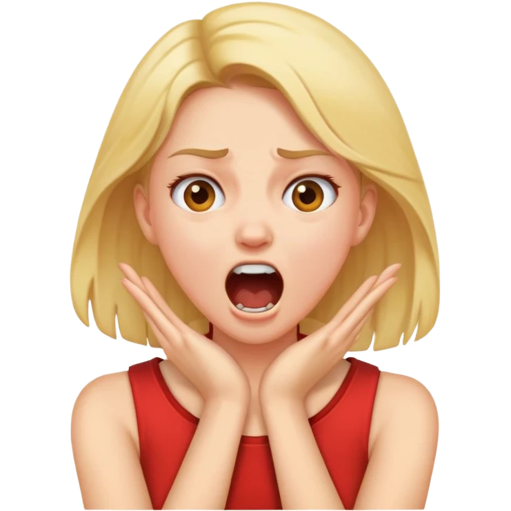 Girl having her hands on her neck yelling  emoji