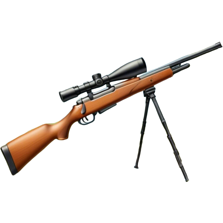 Icon for Hunting Tourism: hunting rifle, surrounded by nature elements like trees, mountains, and wildlife tracks. The icon should represent the adventure and exploration of hunting tourism. Transparent background. emoji