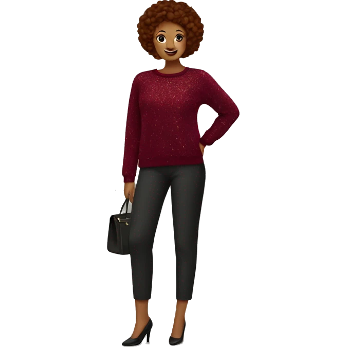Lady burgundy Glittery sweater  emoji