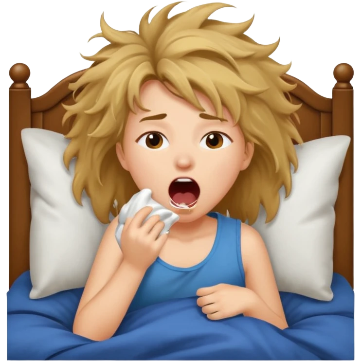 A girl waking up in bed emoji