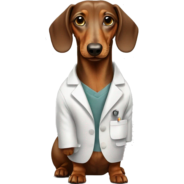 Wire-hired dachshund  dirty color wearing a lab coat emoji