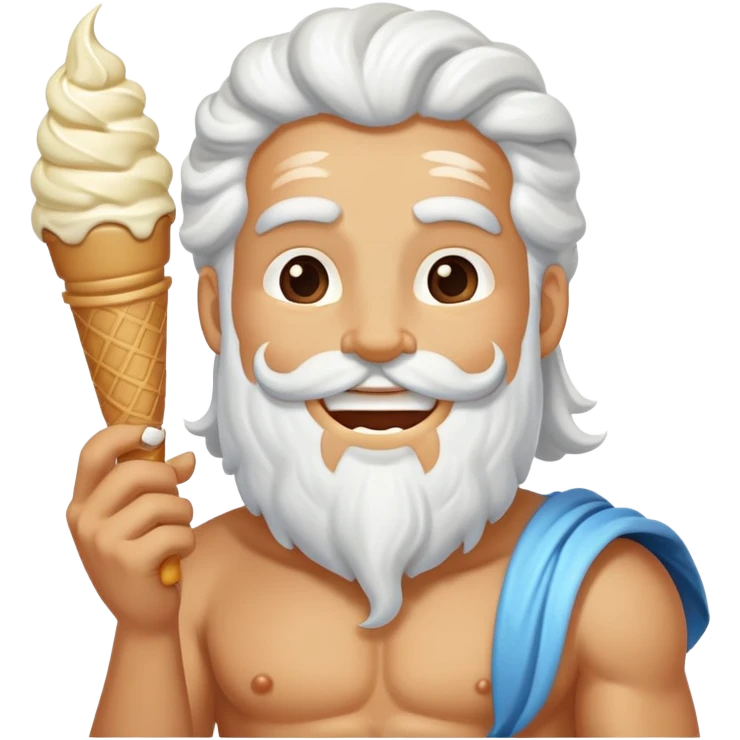 smiling Zeus eating white ice cream holding thunderbolt emoji
