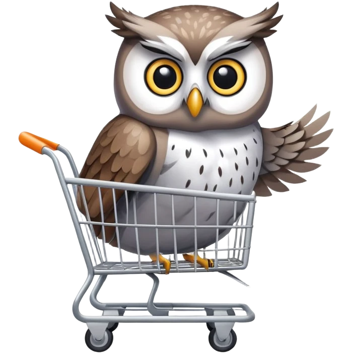 Twilio owl pushing a shopping cart emoji