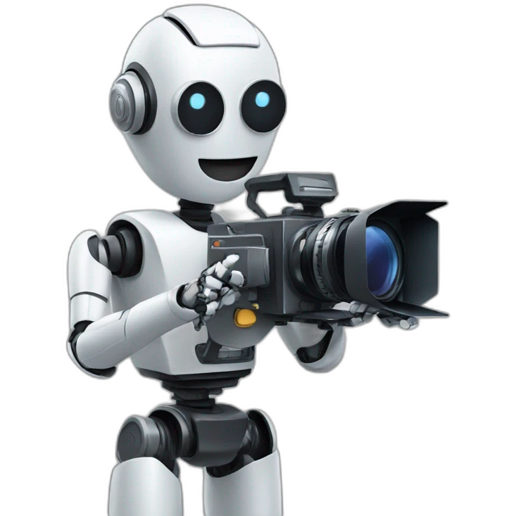 robot director holding a photo camera emoji