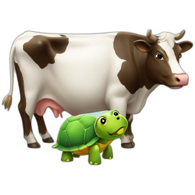 Vache avec une tortue emoji