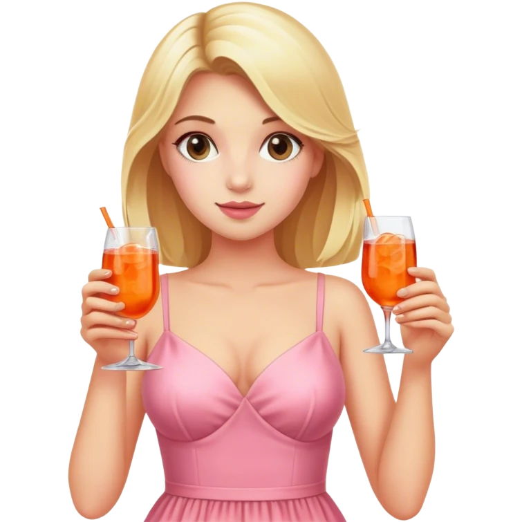 Blond Girl with a pink dress, Holding an Aperol Spritz  emoji