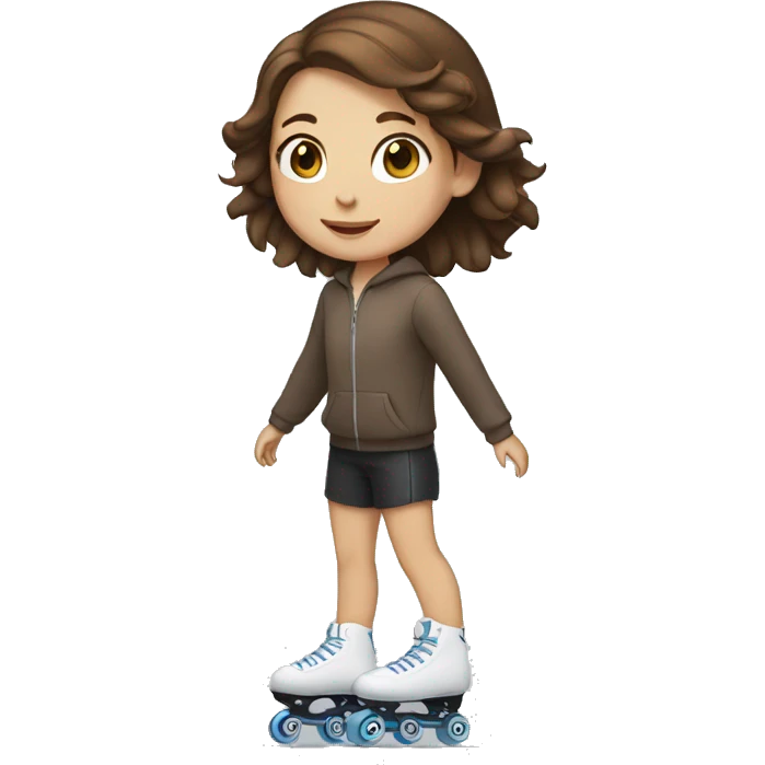 girl with brown hair with white road skates emoji
