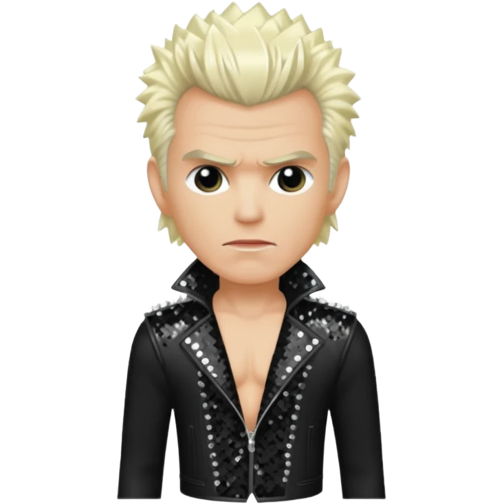Billy Idol with platinum blonde hair, black sequin outfit emoji