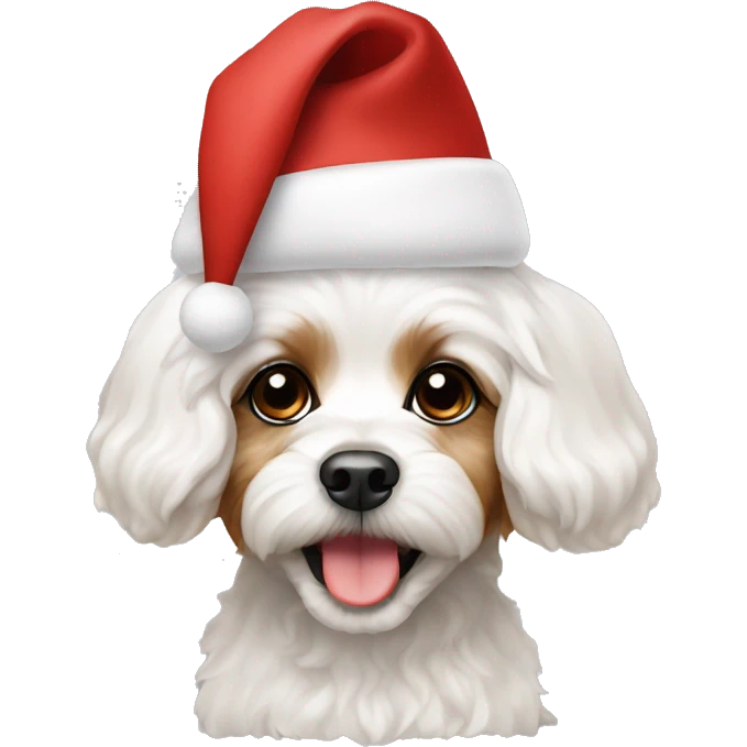 Cavachon with Christmas hat emoji