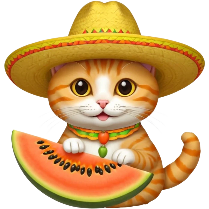 Cat with a sombrero and papaya  emoji