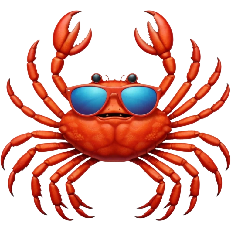 Female Alaska king crab with sunglasses with six legs and 2 claws  emoji