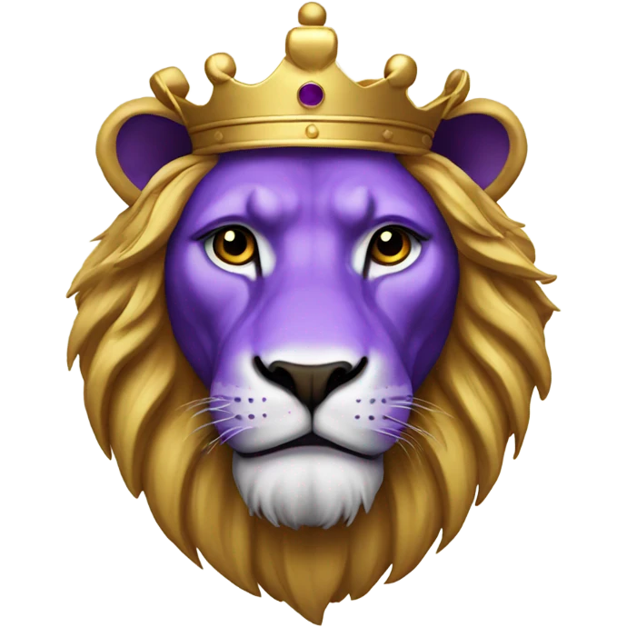 Lion, crown, gold, purple emoji
