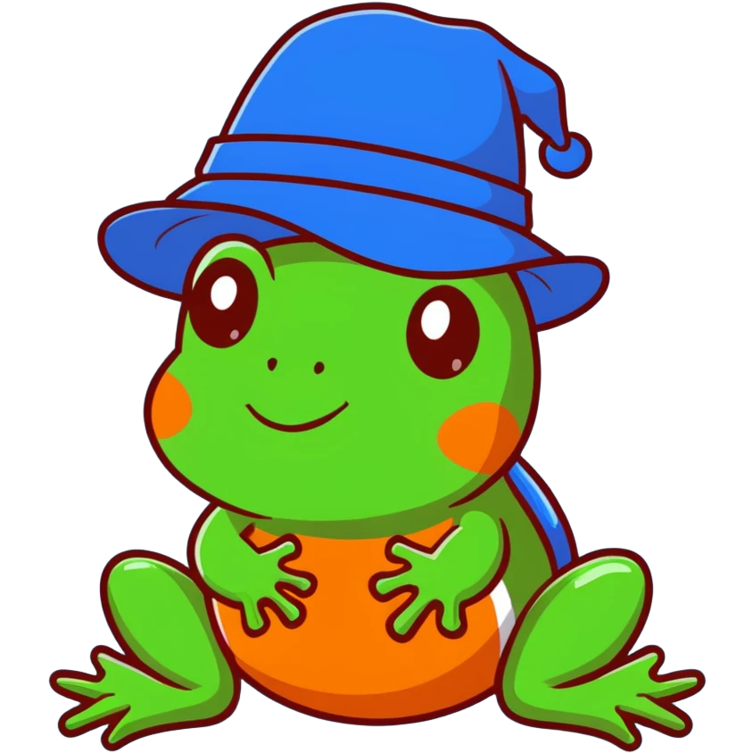 frog wearing a double blue hat emoji